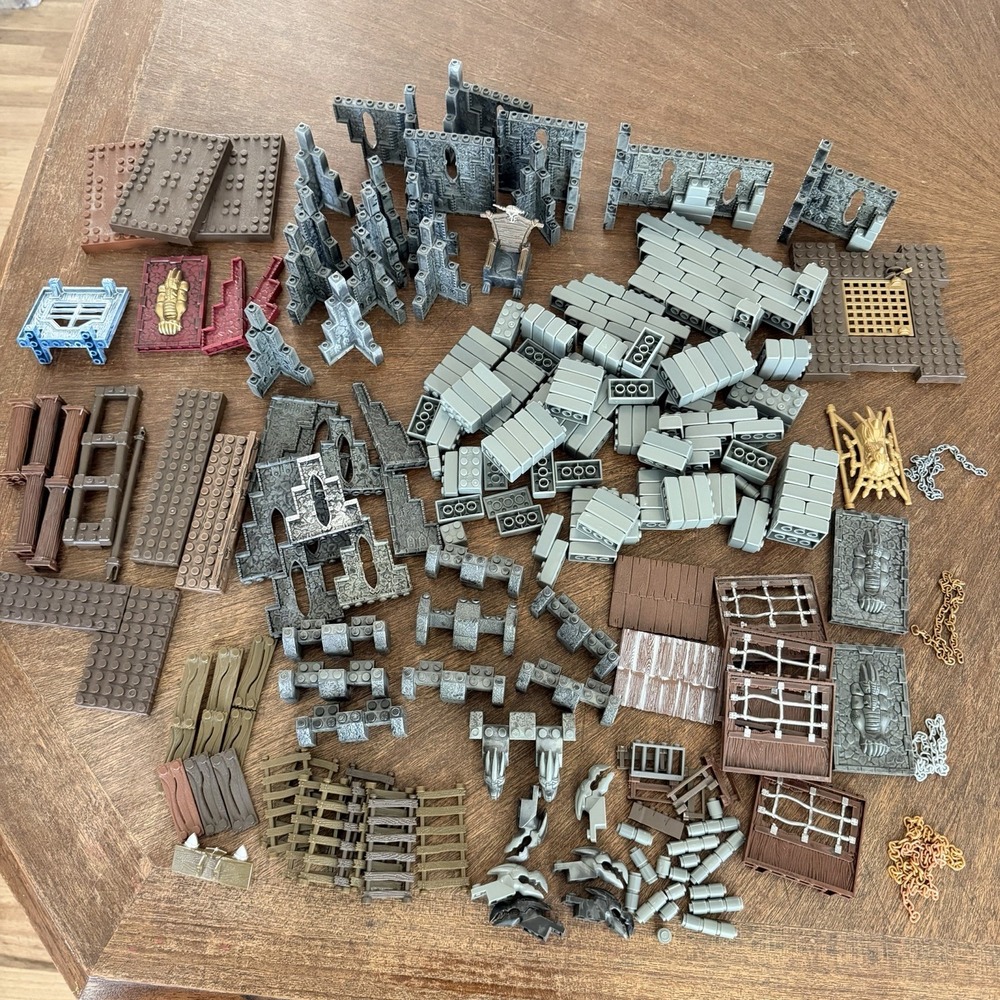 300+ Lot Mega Bloks Fantasy Dragon Krystal Wars Stone Fortress Pieces + Extras